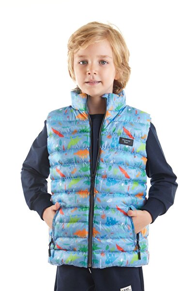 AHENGİM Vestă pufă cu imprimeu dinozaur pentru băiat - Ak 216263