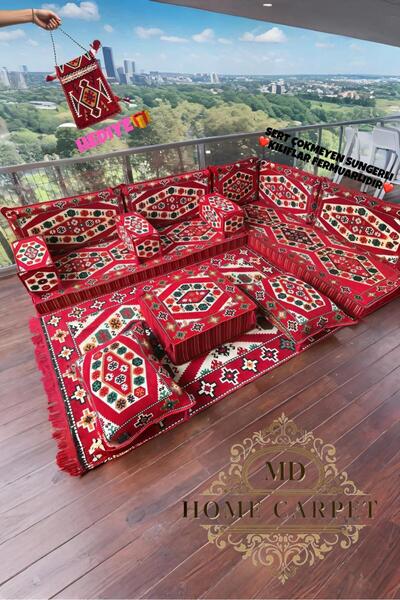 mdhomecarpet Şark Köşesi Takımı %100 Yerli Üretim | Özel Dokuma Kumaş | 10 cm...