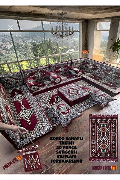 mdhomecarpet Şark Köşesi Takımı %100 Yerli Üretim | Özel Dokuma Kumaş | 10 cm...