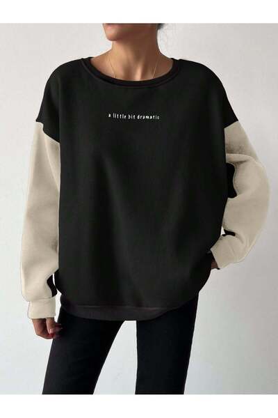 Mood Lab Φούτερ Relaxed Fit Slogan Printed Rose Gold Oversize