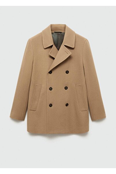 MANGO Man Düğmeli kruvaze yün palto