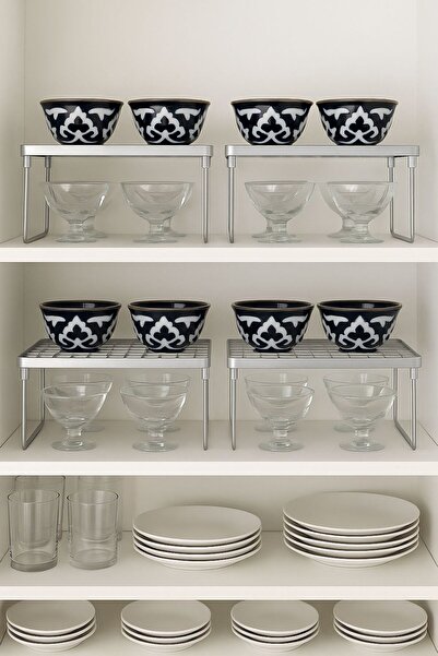 Feronyahome & Garden 4 металеві полиці для кухні, дворівнева полиця для зберігання | Організатор для тарілок, склянок і мисок