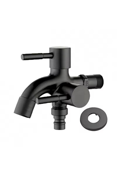 Choice Black Dual Control 1/2" Double Outlet Faucet Bidet Water Tap One in Two out for Bathroom Sink Fittin