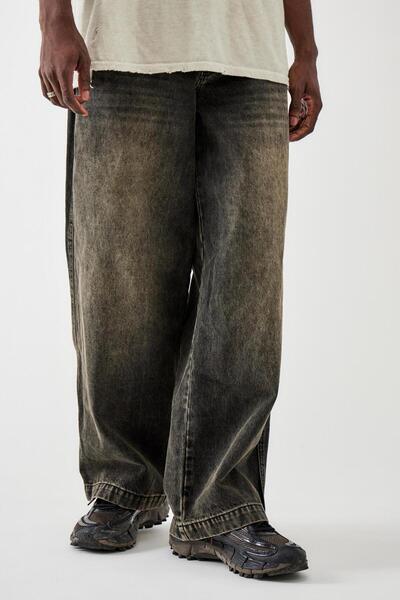 september island YIKANMIŞ SİYAH BOL KALIP JEANS