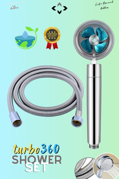 LİGROUND 360 Shower Set Çelik Yay Örgü Hortum Çift Turbolu Su Tasarruflu Duş ...