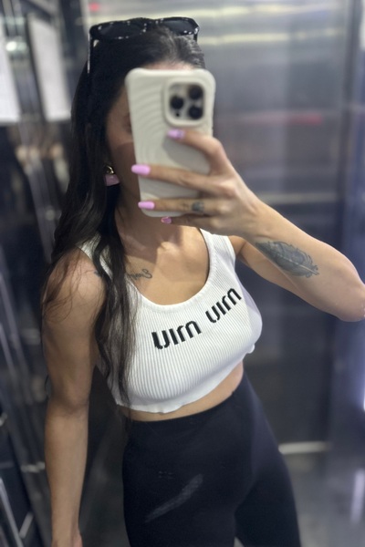 MoyStore MiiivMiiiv Ekru Crop Bluz