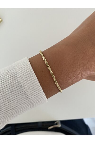 Kashe Accessuar Xuping 14 Ayar Altın Rengi Halat Zincir Bileklik 19cm