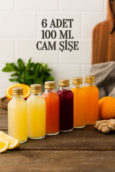 Rotanev 6 Adet Şeffaf Cam Shot Şişesi Sızdırmaz Gold Metal Kapaklı Kolonya Ko...