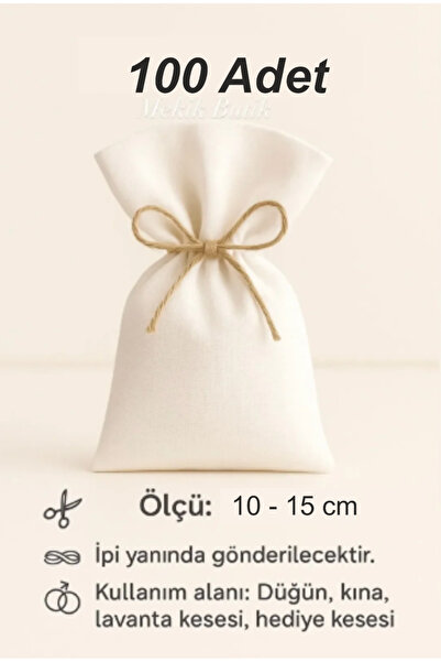 ilkadimbuklet 10x15 cm %100 Pamuk 100 Adet Ham Bez Kese – Doğal – Hediyelik, Lavanta, Sabun,