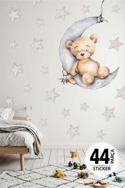TUGİBU مجموعة ملصقات الدب النائم على القمر، ملصق تزييني لطيف على شكل دب، ملصق...