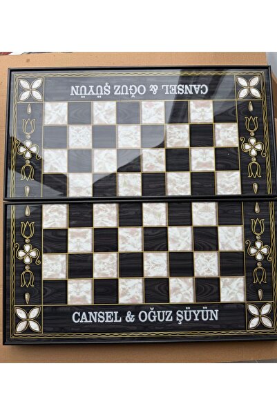anonim ANTEP BLACK&WHİTE İSİMLİ TAVLA SETİ