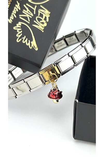 NE10 TAKI Sallantılı, Mantar, İtalyan Nom Bileklik için Çelik Charm 34, Altın...