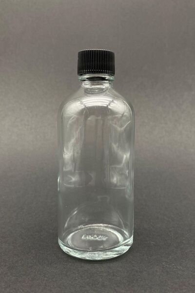 Rotanev 12Pcs Glass Shot Bottle Leakproof Black Plastic Lid Cologne Fragrance Ornament Multi-Purpose Bottle 100ml