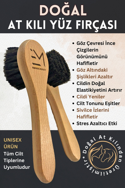 EM AMANOS BEAUTY Doğal At Kılı Yüz Fırçası Göz Çevresi Ince Çizgilerde Etkili...