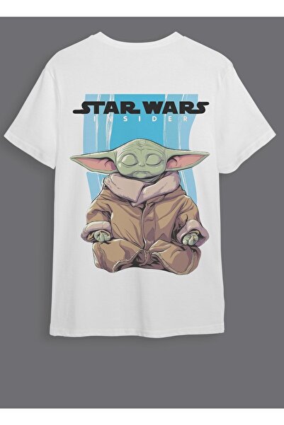 Huw Baby Yoda Star Wars Ön Ve Arka Baskılı Unisex Oversize T-shirt Tişört