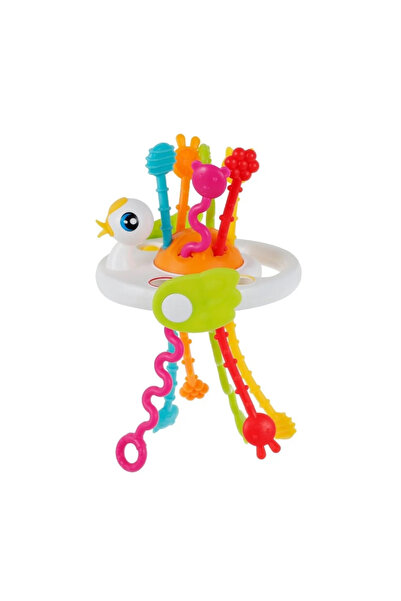 Toyska Сензорна играчка Монтесори Пате за бебета със силиконов шнур, бяла