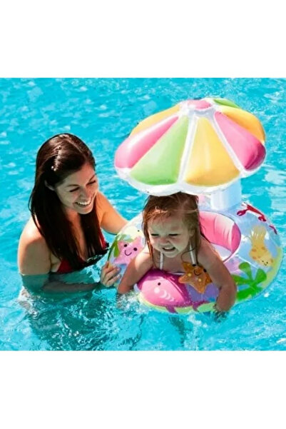 Toyska Baby swimming ring with sun protection cover Flower, 70 x 60 cm, pink