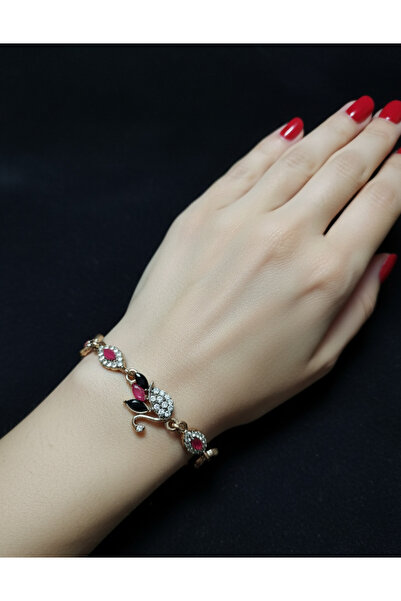 Raymal Fashion Kuğu Figürlü Bakır Renk Eskitme Kadın Bilekliği