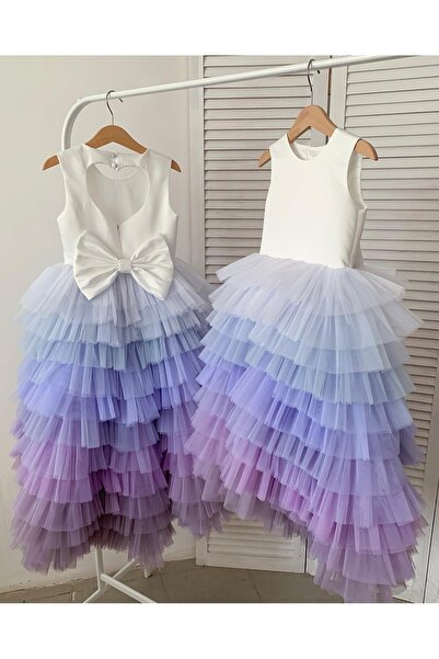 Asel Kids Rochie de seara din tul cu detaliu inima la spate pentru fete