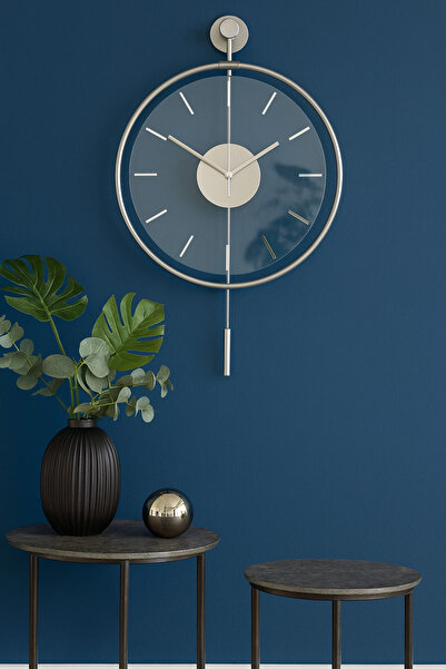 MetaQuartz Aksesuar Orta Boy Gümüş Exclusıve (37X55CM) Özel Seri , Gerçek Metal - Tamper Camlı Duvar Saati