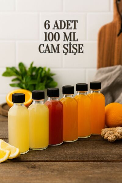 Tanemce 6 Adet Şeffaf Cam Shot Şişesi Sızdırmaz Siyah Plastik Kapaklı Kolonya...