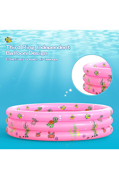 Toyska Inflatable pool with soft floor for children, 100x35 cm, pink