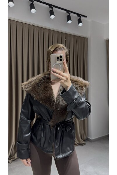 D'RECCY Дамско кожено яке с колан с кожа