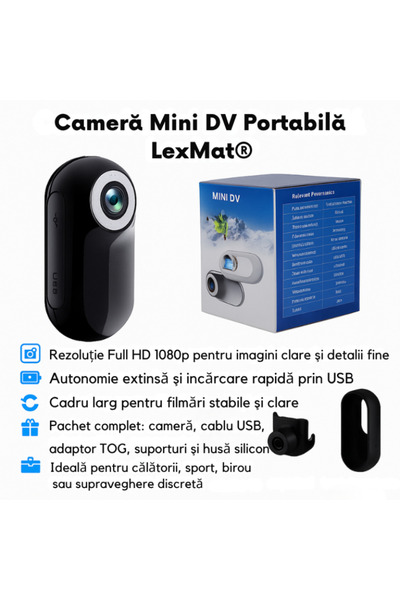 LexMat Mini Portable Sports Video Camera, Body Cam ® Full HD 1080p with Integrated Microphone