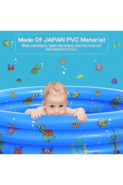 Toyska Inflatable pool with soft floor for children with 50 colored balls included, 130x35 cm, blue