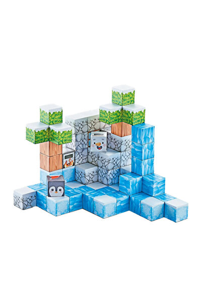 Toyska Set cuburi magnetice Creative tip Minecraft Ice, 66 piese, multicolor
