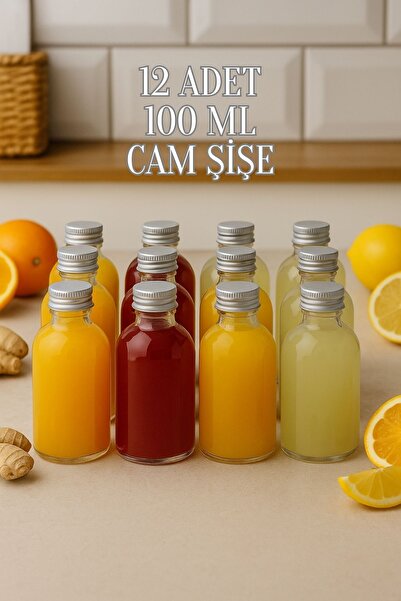 Tanemce 12 Adet Şeffaf Cam Shot Şişesi Sızdırmaz Gümüş Metal Kapaklı Kolonya ...