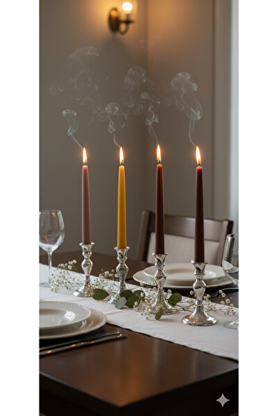 Gizemli Home 4 Lü Şamdan Mum Bahar Renkleri