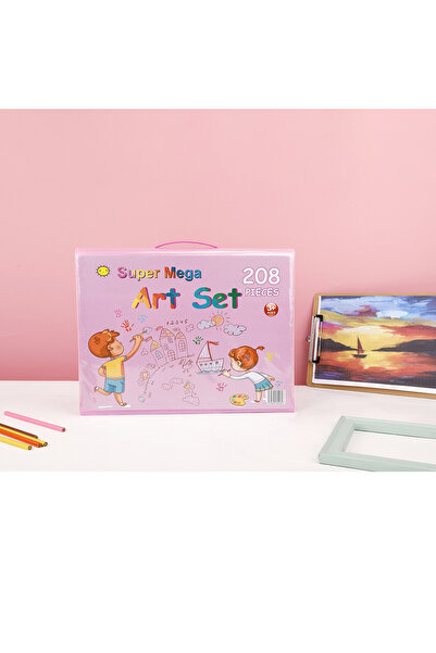 Toyska Complete Set for Painting and Drawing, Briefcase Type, 208 Pieces, 3-12 Years, Pink