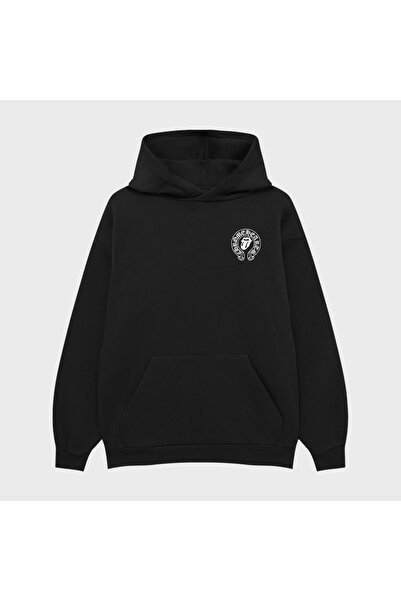 PURE EFFECT سويت شيرت كروم هارت رولينج باسيلي 100% قطن كبير الحجم للجنسين - هوديي بغطاء للرأس