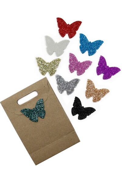 Rovexa Yapışkanlı Simli Eva 100 Adet, Karışık Renklerde ve Desenlerde Yapışkan Hediye Etiketi