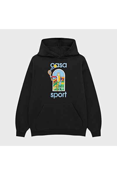 PURE EFFECT CASABLANCA Tenis imprimat oversize unisex 100% bumbac hanorac cu ...