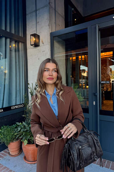 Sue Store Brown Lined Cashmere Coat