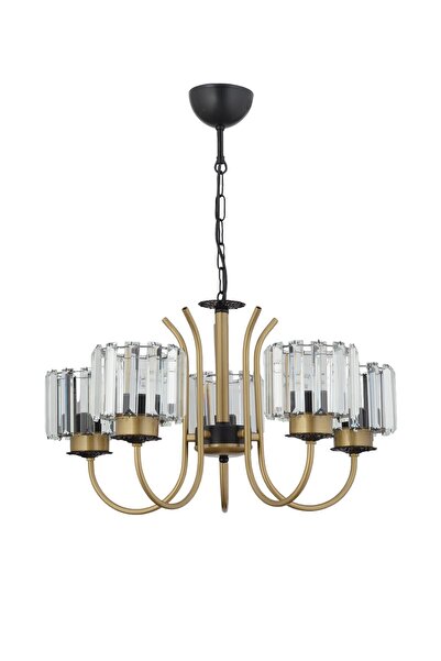 ESSLİGHT Bilge 5 Li Eskitme Sarkıt Avize Kristal Taşlı Modern Dekoratif Aydınlatma