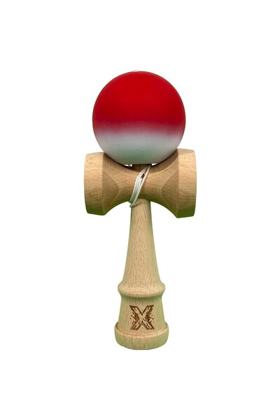 Kendama USA Kendama X Original, Profesional, Rabatabil, Lemn, Mâner Cauciucat, 18 cm, Roșu/Alb Degradat