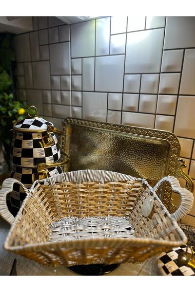 Decorland سلة عرض من الخوص، سلة خبز، مقاس 27×38 سم