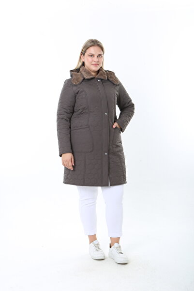 TUTveAL Collection Imported Soft Fur Coat, Plus Size, Rabbit Fur Coat, Water Repellent Coat, Quilted Coat, Over-The-Knee