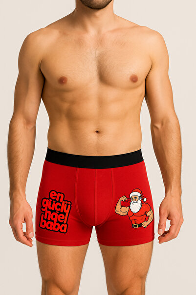 Zıbıncı En Güçlü Noel Baba Baskılı Boxer