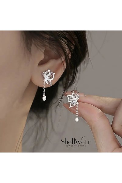 shellwetr Silverbella Kelebekli 925 Ayar Gümüş Küpe Sevgililer günü ,annenize...