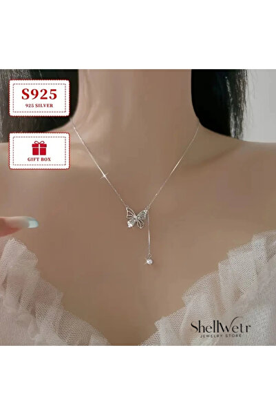 shellwetr Rarity Kelebekli 925 Ayar Gümüş Kadın Kolye | Işıltılı & Zarif Tasa...