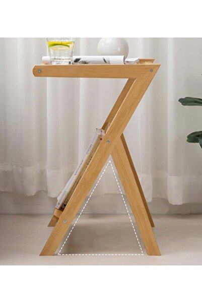 Yelajoy Z Shape Rattan Side Table,High-Quality Eco-friendly,with Magazine Rack Glass-top Boho Table,55cm