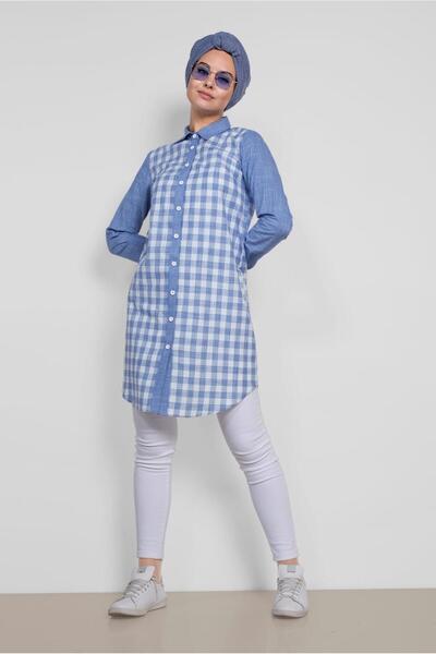 Alvina Хлопчача туніка з бавовняної тканини з квадратним візерунком 4146