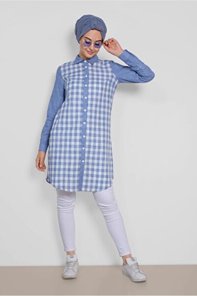 Alvina Хлопчача туніка з бавовняної тканини з квадратним візерунком 4146