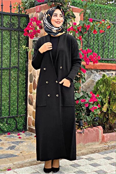 TRENDTESETTÜR Γυναικεία Πλεκτά Μαύρα Κουμπιά Ζακέτα 11391