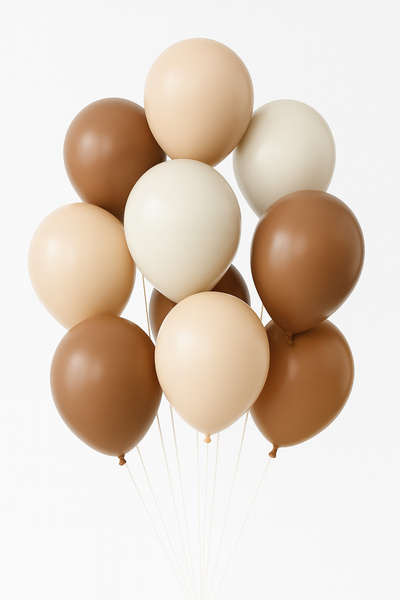 Parti dolabı 15 Balloons: 5 Brown, 5 Matte White, 5 Sea Sand Skin Colored Pastel Balloons