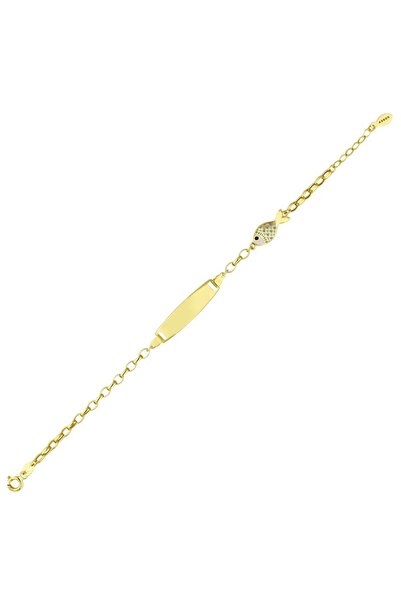 Assos Pırlanta Balıklı Altın Çocuk Künye - 14K